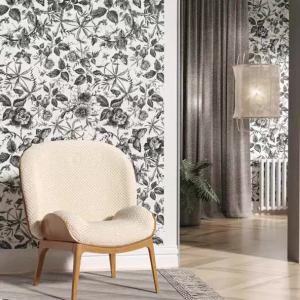 New Vintage Black and White Sketch Rose Flower Wall Paper Floral Wallpaper Peel and Stick Removable Vinyl Wallpaper Sketch Floral Wall Mural Wall Decor