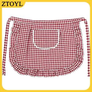 ZTOYL Tạp dề vuông kiểm tra nửa eo Tạp dề chất liệu cotton chống vết bẩn thoáng khí nấu ăn tại nhà quần áo làm việc phụ kiện nhà bếp