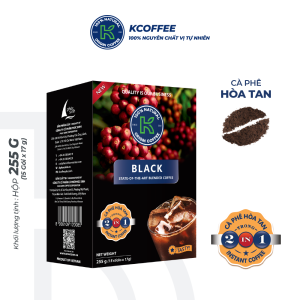[MUA 3 TẶNG 1] Cà Phê Đen Hòa Tan K Black 2in1 255g (Hộp 15 gói x 17g) - Thương Hiệu K COFFEE