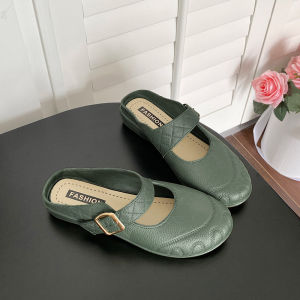 LHMonday พร้อมส่ง รองเท้าแฟชั่น สไตล์เกาหลี งานดีงานสวย แบบมงลง คัทชูเปิดส้น แต่งดีเทลเข็มขัด สีทอง เพิ่มความดูดี มีให้เลือก 4 สี ยางนิ่ม เบา ใส่สบาย สต็อกแน่นๆพร้อมเสริฟแล้วจ้าาา