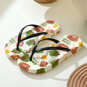 [Free Shipping] Summer Womens Floral Non-Slip Outdoor Wear-Resistant Flat Beach Flip-Flops for Couples Trendy Womens Slippers