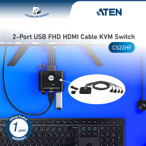ATEN CS22HF 2-Port USB FHD HDMI Cable KVM Switch with Remote Port Selector