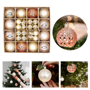 Holiday Christmas Tree Ornaments 44Pcs Plastic Christmas Balls in Bright Red Green Gold for Festive Home Decoration