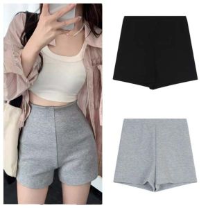 QIWANBA19 สีทึบทึบ กางเกงขาสั้นกางเกงผู้หญิง เลกกิ้งปลอดภัย หลวมหลวมๆ ชุดนอนของผู้หญิง ลำลองแบบสบายๆ เอวสูงเอว กางเกงฤดูร้อนร้อน ในร่มกลางแจ้ง