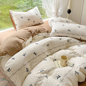 Korean Style Cute Bowknot Print Duvet Cover Minimalist Reversible Comforter Covers Soft Skin-friendly Quilt Cover Single Piece2026