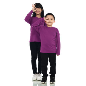 Kaos Polos Anak Oneck Lengan Panjang Bahan Katun Combed 30s Warna Ungu Violet
