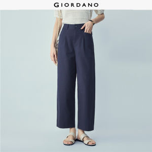 Giordano Beau Monde Women Stretch cotton pleated mid rise ankle length pants Free Shipping 13426446