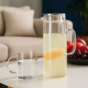KANNERT Large Capacity Glass Water Pitcher Transparent 1.5L Heat Resistant Kettle Minimalist Filtering Tea Pitcher Office