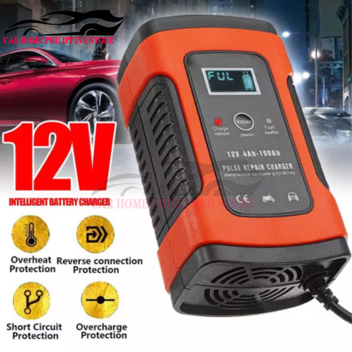 12v 6a Full Automatic Car Battery Charger Power Pulse Repair Chargers Wet Dry Lead Acid Battery