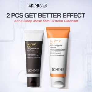 SKINEVER Salicylic Acid Acne Treatment Ice Sleep Masque and Refreshing Scrub Cleanser Deep Cleansing