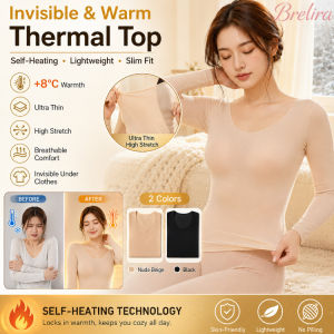 『Brelira』Self Heating Top Ultra-Thin Body Shaping Thermal Wear Comfortable Base Layer For Autumn Winter Womens Slim Fit Clothing
