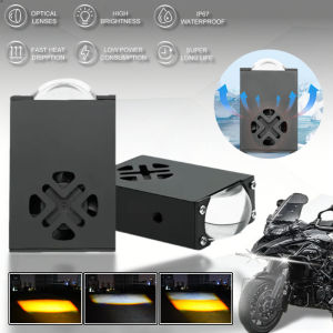 Motorcycle Mini Matrix Laser Headlights Universal Long-range Yellow White LED Grille Light Spotlight