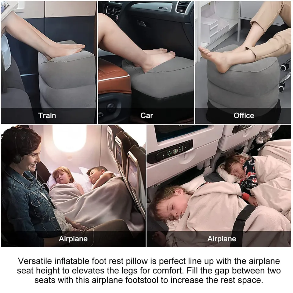 WGB【Clearance sales】Inflatable Travel Foot Rest Pillow For Plane, Airplane  Bed For Kids, Adjustable Height Layers Leg Rest Cushion, Long Haul Flight 
