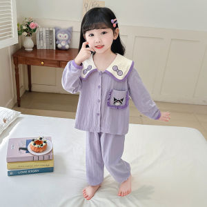 Christmas Gift Halloween Sweet Kawaii Girl Melody Sleepwear Two Piece Set Cartoon Sanrio Girl Anime Kuromi Cotton Home Clothing Set Breathable and Soft
