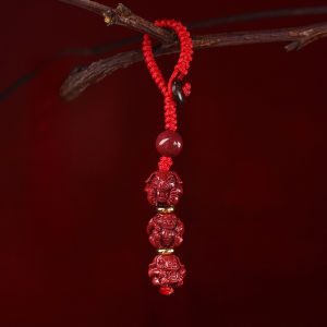 【Completely Dispel Bad Luck】Triad And Hexad Cinnabar Zodiac Keychain Chinese Zodiac Key Pendant