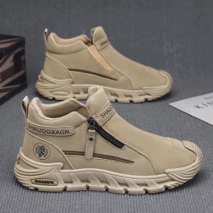 TOMITANY Kasut Lelaki Boots High Top Zip Slip On Mens Casual Work Shoes Waterproof Non-slip Wear-resistant Kasut Hiking Outdoor Kasut Safety Lelaki Saiz Besar 39-44