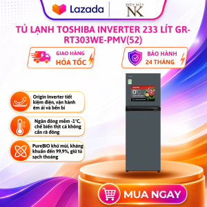 Tủ Lạnh Toshiba Inverter 233 Lít GR-RT303WE-PMV(52) Tiết Kiệm Điện Ngăn Đông Mềm -1°C Bảo Hành Chính Hãng 24 Tháng