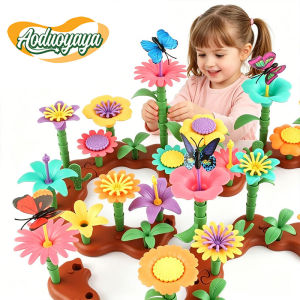 Aoduoyaya 224Pcs DIY Flower Build The Bouquet Dream Garden Girls Flower Interconnecting Blocks Toys Educational Pretend Play Toys