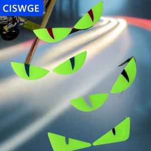 [COD] CISWGE Sáng 3D Quỷ Mắt Mèo mắt Thiết kế xe máy Sticker Glowing Đèn pha decal cho xe tay ga trang trí