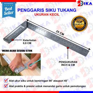 PENGGARIS SIKU TUKANG 10 12 INCH / 25 - 30 CM STAINLESS STEEL ANTI KARAT / ALAT UKUR PERTUKANGAN
