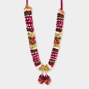 Artificial Flower Garland Ribbon Mala | Decorative Pooja & Festival Garland for Ganesha Idols Home Temple & Festive Decor (Pack of 1 Pc | 29 Inches)