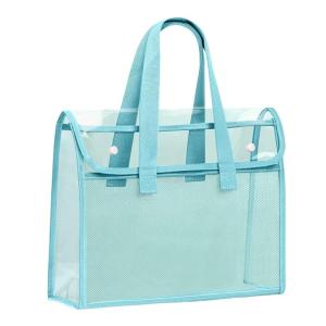 Water Resistant Clear PVC Document Organiser Storage Pouches Double Layered File Bag With Handle For Office School