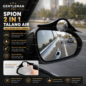Spion 2 in 1 Talang Air + Kaca Blind Spot Carbon Pelindung Blindspot Mini Mobil