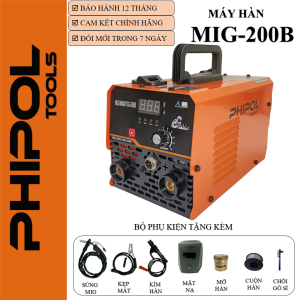 Máy hàn MIG 200B PHIPOL máy hàn đa chức năng hàn que 2.5 ly và mig không khí dây 0.8 và 1.0 máy kèm nhiều phụ kiện
