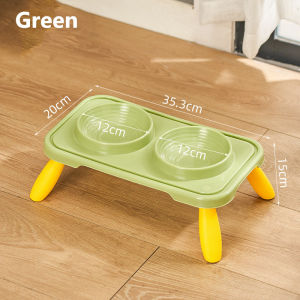 Meilovmao Pet Bowl Plastic Cat Double Bowl with Stand Neck Protection Kitten Food Bowl Drinking Bowl Kucing