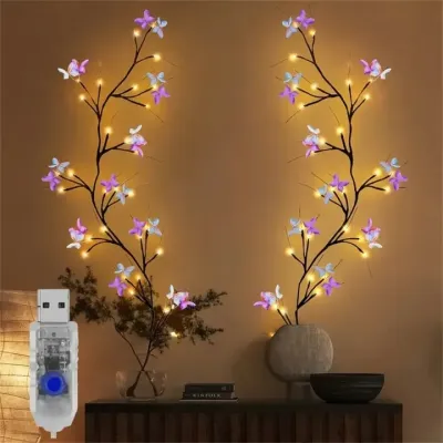 96LEDS Bendable Willow Vine Lights 8Moeds Rattan Tree Decorative Light Night Light For Wall Bedroom Indoor Outdoor Christmas