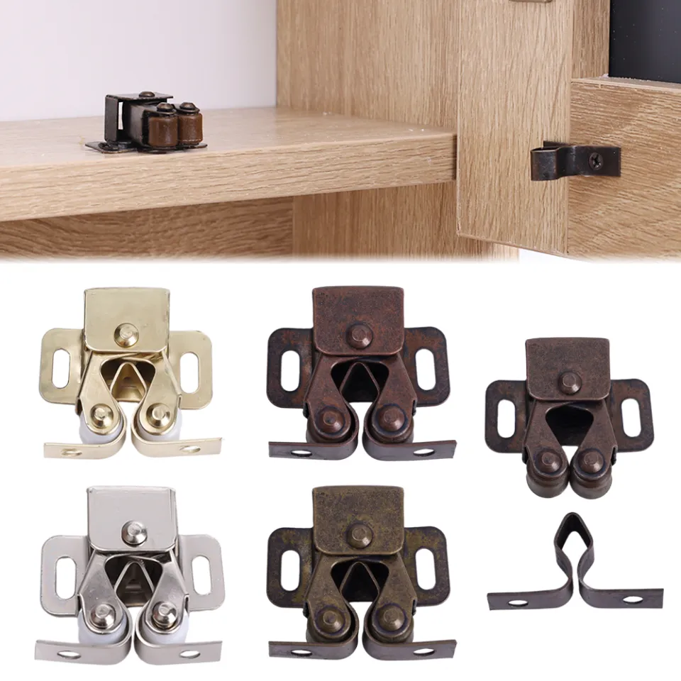 2Pcs Bantam Door Clips Wardrobe Cabinet Door Touch Beads Card Type Magnetic Cabinet Latches For Drawers And Cabinets Gold