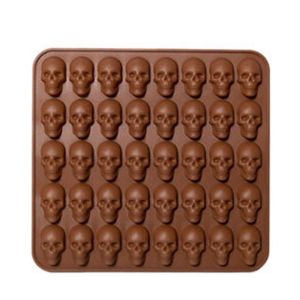 DAWEIF 3D Skull Silicone Mold Reusable 40 Cells Skeleton Head Mould Candy 2 colors Skeleton Head Mold Halloween