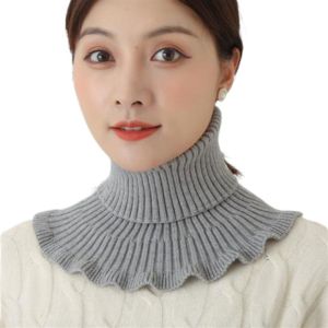 JING Windproof Knitted Fake Collar Detachable Warm Turtleneck Fashion Winter Neck Warmer Men Women