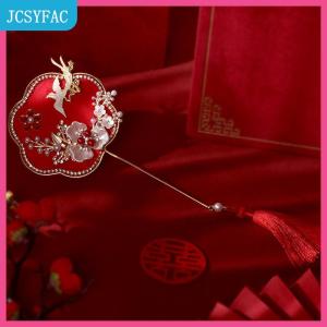 JCSYFAC Trung Quốc Retro Chúc May Mắn Fan Cưới Cầm Tay Hoa Fan Với Tua Cổ Tinh Tế Mặt Dây Chuyền Quà Tặng