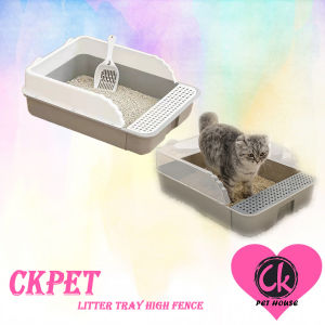 CK Japanese Style Rectangle High Rim Cat Litter Tray Box with Scoop / Bekas Pasir Kucing