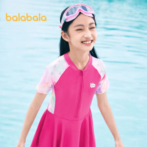 Áo tắm nữ balabala Áo tắm trẻ em bảo vệ khỏi ánh mặt trời Áo tắm một mảnh vừa và nhỏ in chữ cái trẻ em xu hướng dễ thương dễ thương