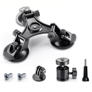Triple Tri Suction Cup Mount with Tripod Mount & Arm for Phone / Action Camera Gopro Hero 3/4/5//6/7/8/9 Ready Stock!!