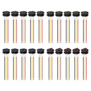 Set Of 5 12V 20A Circular Switches Featuring LED Light & 3 Pin Designs Circular Switches Upgrades for DIY Projects