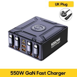 550W 7-in-1 Charging Station with 100W Retractable USB C Cable GaN Fast Charger for MacBook Pro iPhone 17 Samsung Laptop