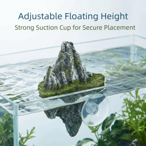 CNIWEN6 Realistic Aquarium Floating Rocks Realistic Rockery Handmade Simulation Suspended Stone Creative with Suction Cup Fish Tank Floating Ornaments Reptile Terrarium