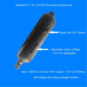 Usb 5V để 1.5V 3V 4.5V 6V 7.5V 9V 12V 2.5mm/3.5mm/4.0mm/5.5mm có thể điều chỉnh điện áp Cáp với LED dislpay cho đồ chơi trò chơi