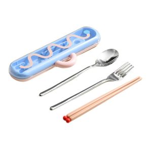 MMLUCK 304 Stainless Steel Portable Tableware Set  Eco Friendly Spoon Cutlery Set Travel-Friendly with Carrying Case Fork Dining Utensils Kit For Students