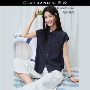 GIORDANO Women Shirt Hollow Out Lapel Shirt Casual Stylish Trendy Elegant Comfortable Fashion Classic Modern 18346814