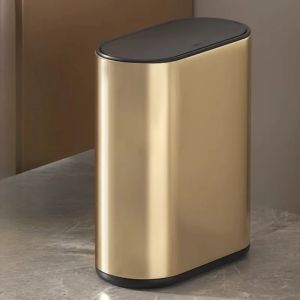 xpkQ Press Type Trash Can Bathroom Gap Trash Cans Stainless Steel Litter Bins Luxury Large Capacity Dustbin Bathrooms Accessories T6H1N