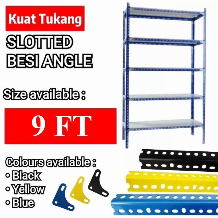 9' Besi Angle Rak Lubang / Slotted Angle Bar 9ft / DIY Shelf Rack ...