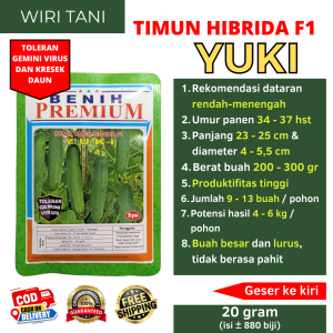 Benih Timun Hibrida F1 YUKI 20 gram Tahan Virus Benih Premium | Bibit Ketimun Besar isi 880 biji | sejenis hitavi hercules