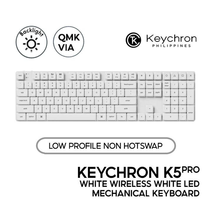 Keychron K5 Pro White Mechanical Keyboard full/104keys, Wired/Bluetooth ...