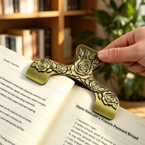 PLLEWY Floral Relief Clip Style Bookmark Antique Embossed Rose Book Clip Retro Clip-On Reading Accessory Book Lovers