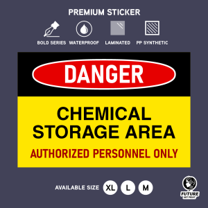 Danger Chemical Storage Area Room Authorized Personnel Only. No Entry. Sticker Sign Signage Label Door. Stor Bahan Kimia
