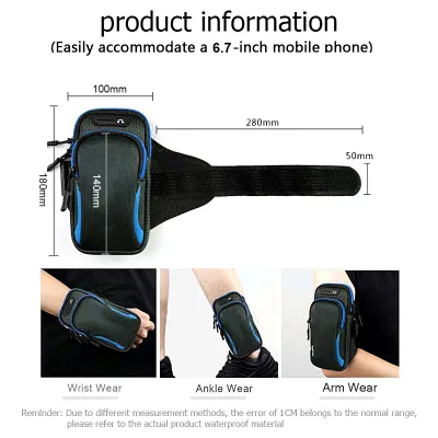 Running Armband Enlarged multi-functional outdoor sports armband anti sweat arm bag leisure arm bag Compatible under 7.2 inches mobile phone